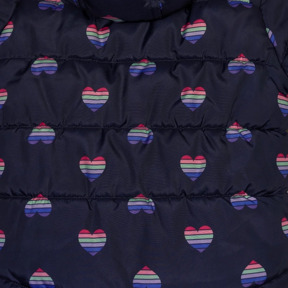 Kids OshKosh B'Gosh‎ Girl's Puffer Warm Winter Coat Navy With Hearts 12 Months